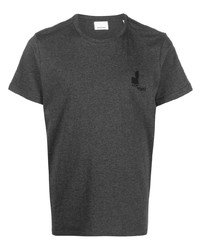 T-shirt à col rond imprimé gris foncé MARANT