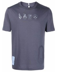 T-shirt à col rond imprimé gris foncé McQ