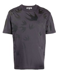 T-shirt à col rond imprimé gris foncé McQ Swallow