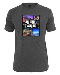 T-shirt à col rond imprimé gris foncé Mister Tee