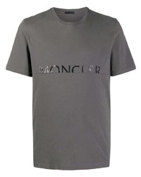 T-shirt à col rond imprimé gris foncé Moncler