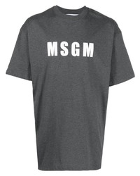 T-shirt à col rond imprimé gris foncé MSGM