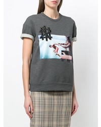 T-shirt à col rond imprimé gris foncé N°21