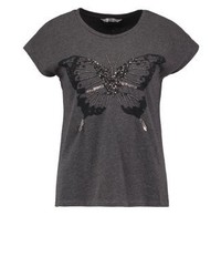 T-shirt à col rond imprimé gris foncé Only