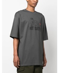 T-shirt à col rond imprimé gris foncé 032c