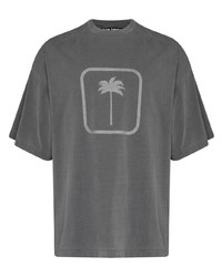 T-shirt à col rond imprimé gris foncé Palm Angels