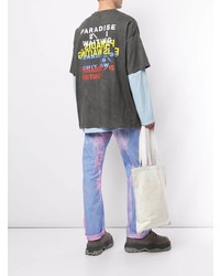 T-shirt à col rond imprimé gris foncé Wooyoungmi