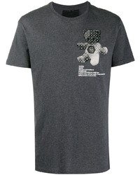 T-shirt à col rond imprimé gris foncé Philipp Plein