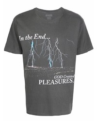 T-shirt à col rond imprimé gris foncé Pleasures