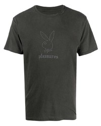 T-shirt à col rond imprimé gris foncé Pleasures
