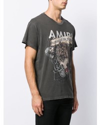 T-shirt à col rond imprimé gris foncé Amiri