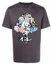 T-shirt à col rond imprimé gris foncé PS Paul Smith