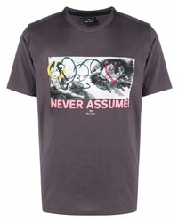 T-shirt à col rond imprimé gris foncé PS Paul Smith