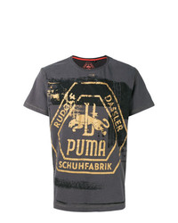 T-shirt à col rond imprimé gris foncé Puma