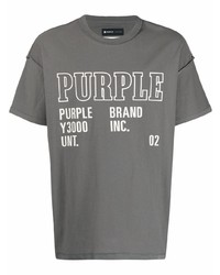 T-shirt à col rond imprimé gris foncé purple brand