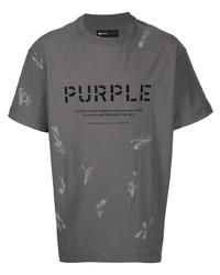 T-shirt à col rond imprimé gris foncé purple brand