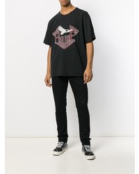 T-shirt à col rond imprimé gris foncé Rhude