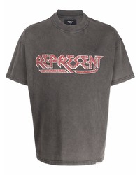 T-shirt à col rond imprimé gris foncé Represent