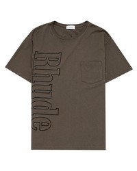 T-shirt à col rond imprimé gris foncé Rhude