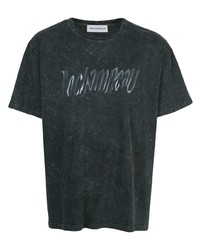 T-shirt à col rond imprimé gris foncé Rochambeau