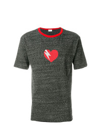 T-shirt à col rond imprimé gris foncé Saint Laurent