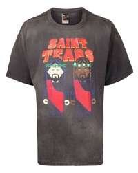 T-shirt à col rond imprimé gris foncé SAINT MXXXXXX