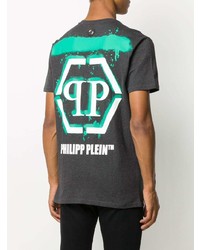 T-shirt à col rond imprimé gris foncé Philipp Plein