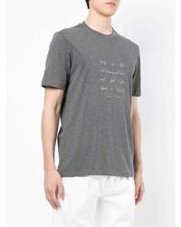 T-shirt à col rond imprimé gris foncé Brunello Cucinelli