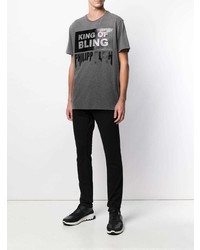 T-shirt à col rond imprimé gris foncé Philipp Plein