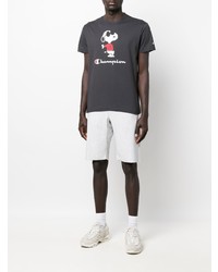 T-shirt à col rond imprimé gris foncé Champion