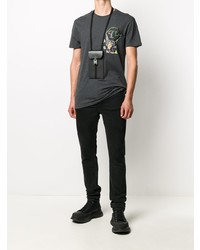 T-shirt à col rond imprimé gris foncé Philipp Plein