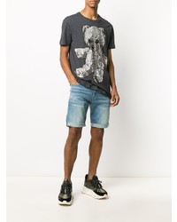 T-shirt à col rond imprimé gris foncé Philipp Plein