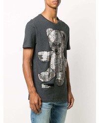 T-shirt à col rond imprimé gris foncé Philipp Plein