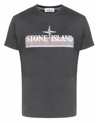 T-shirt à col rond imprimé gris foncé Stone Island