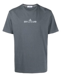 T-shirt à col rond imprimé gris foncé Stone Island
