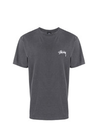 T-shirt à col rond imprimé gris foncé Stussy