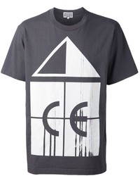 T-shirt à col rond imprimé gris foncé