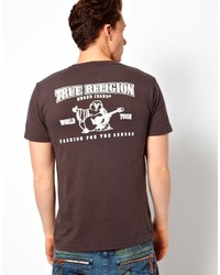 T-shirt à col rond imprimé gris foncé True Religion