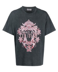 T-shirt à col rond imprimé gris foncé VERSACE JEANS COUTURE