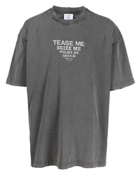 T-shirt à col rond imprimé gris foncé Vetements