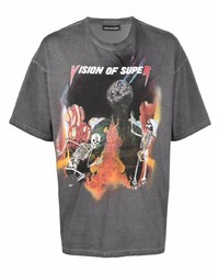 T-shirt à col rond imprimé gris foncé Vision Of Super