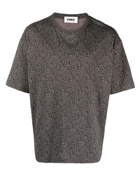 T-shirt à col rond imprimé gris foncé YMC