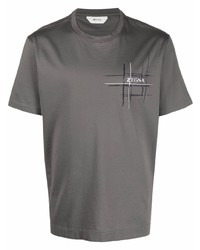 T-shirt à col rond imprimé gris foncé Z Zegna