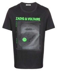 T-shirt à col rond imprimé gris foncé Zadig & Voltaire