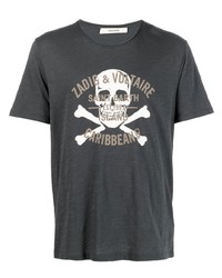 T-shirt à col rond imprimé gris foncé Zadig & Voltaire