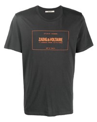 T-shirt à col rond imprimé gris foncé Zadig & Voltaire