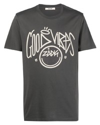 T-shirt à col rond imprimé gris foncé Zadig & Voltaire