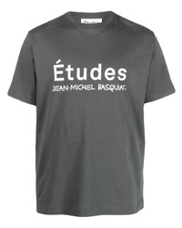 T-shirt à col rond imprimé gris foncé Études