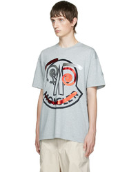 T-shirt à col rond imprimé gris Moncler Genius