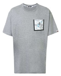 T-shirt à col rond imprimé gris A Bathing Ape